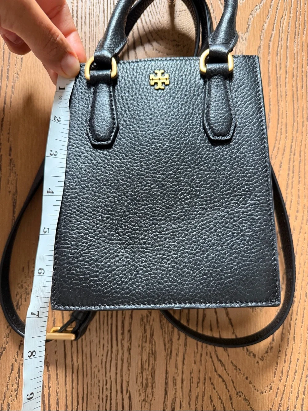 Tory Burch Black Pebbled Leather Mini Tote
